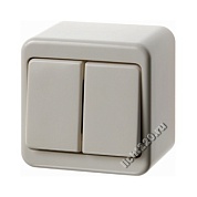 300840Berker двухклавишный выключатель, изолированные входные клеммы, цвет: белый, с блеском наружный монтаж (арт. B300840)