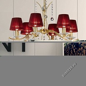Emme Pi Light Люстра, цвет арматуры - золото, цвет абажуров - красный, подвески Asf, 6x60w E14 (арт. 8615/6/RED/ASF)