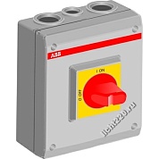 ABB Выключатель-нагрузки 4п в пластиковом корпусе OTP16BA4M с красной рукояткой (арт.: 1SCA022459R6510)