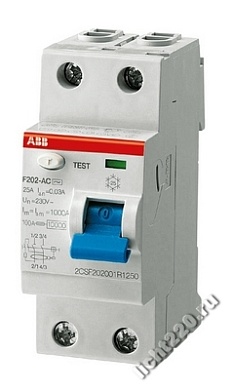 ABB Выключатель дифференциального тока (УЗО) 2мод. F202 AC-40/0,03 (арт.: 2CSF202001R1400)