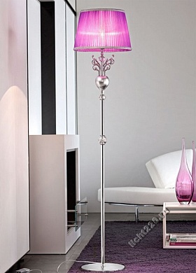 Emme Pi Light Торшер, цвет арматуры - хром, цвет абажуров - сиреневый, подвески декорированы сусальным серебром, 1 лампа (арт. 6010STL/1)