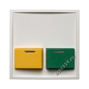 12539909Berker центральная панель с зеленой и желтой кнопкой квитирования цвет: полярная белизна, матовый, серия S.1/B.1/B.3/B.7 Glas (арт. B12539909)
