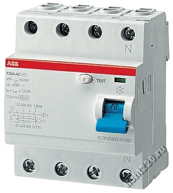 ABB Выключатель дифференциального тока (УЗО) 4мод.F204 A-100/0,03 AP-R (арт.: 2CSF204401R1900)