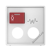 12186089Berker центральная панель с красной кнопкой вызова и 2 отверстиями для контактного штыря цвет: полярная белизна, бархатный, серия Q.1 (арт. B12186089)