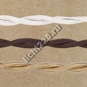 FEDE электрический гибкий кабель, внешняя оплетка шелк, изоляция ПВХ, 300В, 2x1,0 мм2, упаковка 50м, цвет коричневый [FD10324]